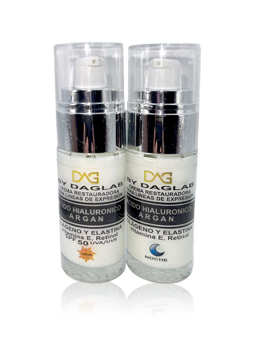 Cremas DAG Ácido Hialuronico Argan de Dia y de Noche.